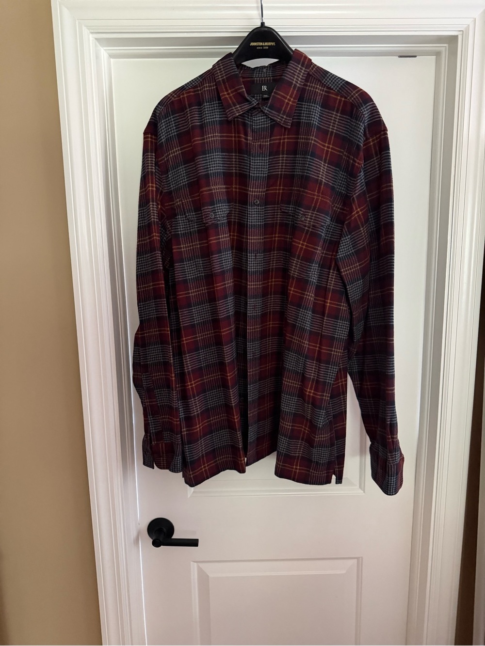 Banana Republic Men's Plaid Button-Down Shirt - Burgundy & Navy